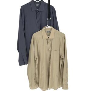 Lot Of 2 Van Heusen Regular‎ Fit Long Sleeve Button-up Flex Shirt Gray & Tan XXL